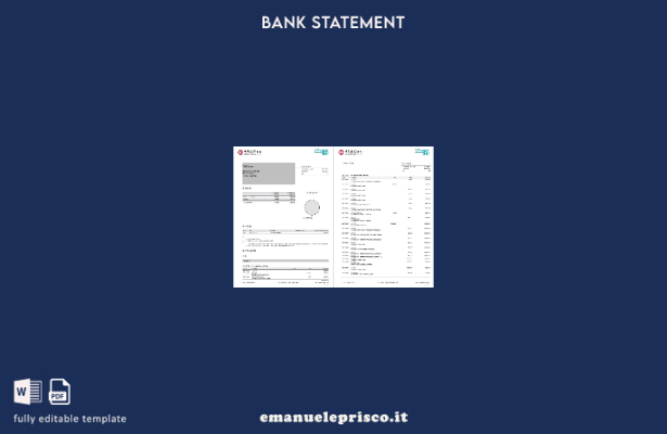 modello di pagine di parole dell'estratto conto della Banca di Hong Kong in stil
